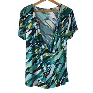 Dress‎ Barn Drapey Suplice Short Sleeve Career Top